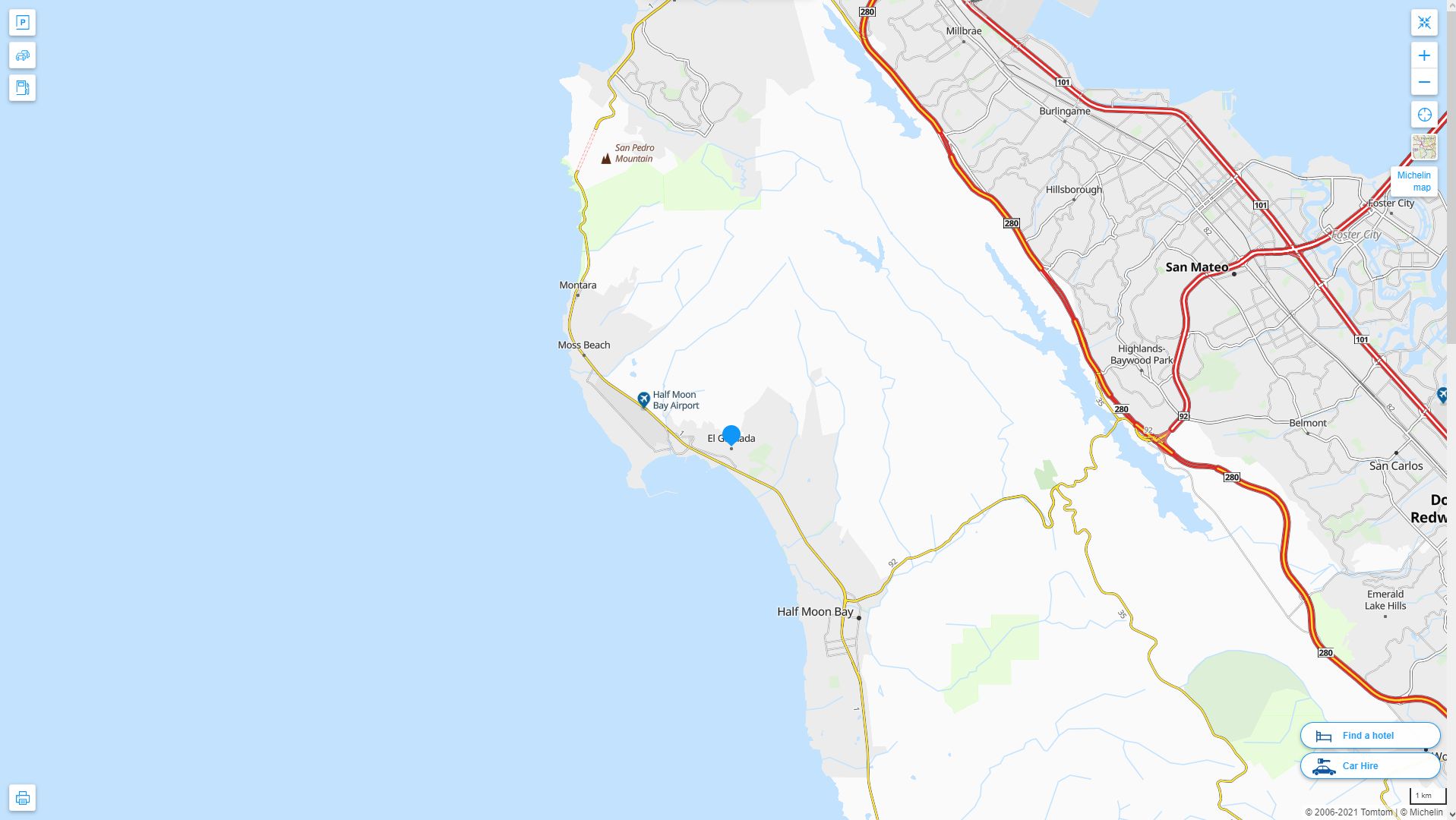 El Granada California Highway and Road Map